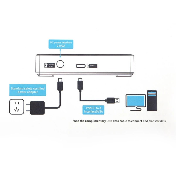 LANQ PC Dock Hub W-IFI Boosterrel/ Biológiai ujjlenyomat-zárral/ BT csatlakozás Real Sound/ 2 * USB töltőport/ 2 * C típusú töltőport - USB flash-el