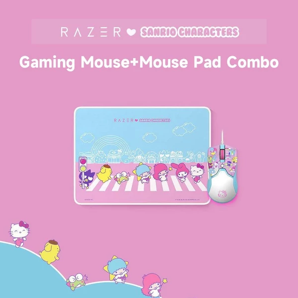 Razer Hello Kitty Limited kompakt játék egér + egérpad szett Ergonomikus egér 8500DPI PAW3359 érzékelővel csúszásgátló egérpad