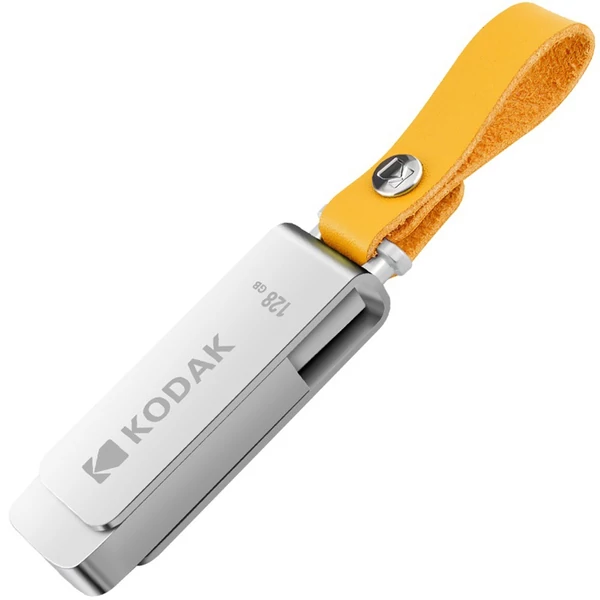 Kodak K133 USB 3.0 flash meghajtó fém U lemez bőr kulcstartóval - 128 GB