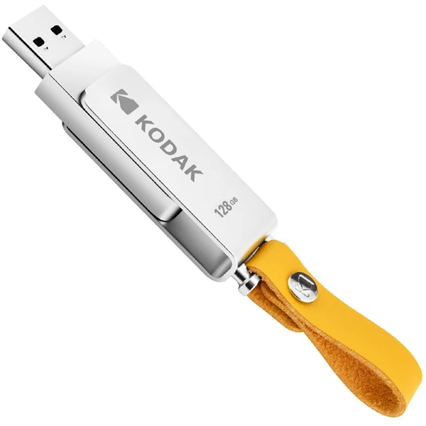 Kodak K133 USB 3.0 flash meghajtó fém U lemez bőr kulcstartóval - 128 GB