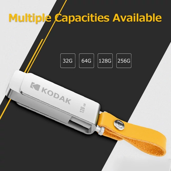 Kodak K133 USB 3.0 flash meghajtó fém U lemez bőr kulcstartóval - 64 GB