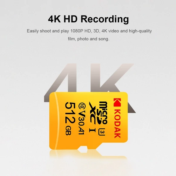 Kodak Micro U3 A1 V30 memóriakártya 100 MB/s olvasási sebesség 4K videofelvétel - 128 GB