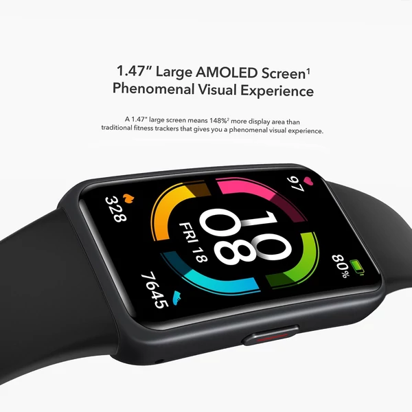 HONOR Band 6 1,47 hüvelykes AMOLED képernyős intelligens karkötő - Fekete