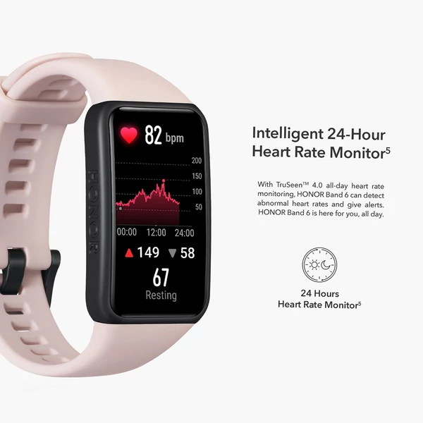 HONOR Band 6 1,47 hüvelykes AMOLED képernyős intelligens karkötő - Pink