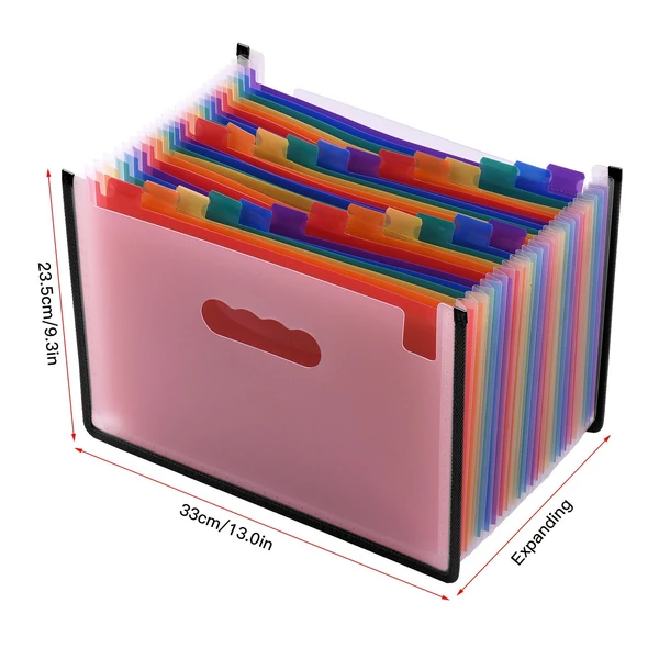 24 zsebes, bővíthető dokumentum rendező mappa, A4-es méretű szivárványszín otthoni, irodai, iskolai használatra