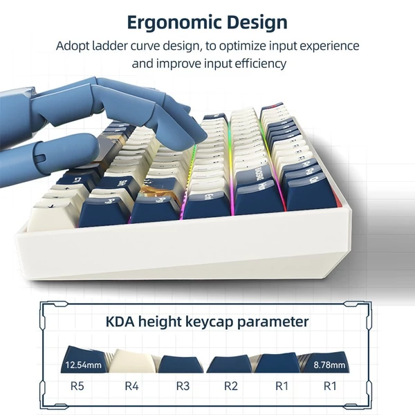 EU ECO Raktár - iBlancod K84 84 Gombos Vezetéknélküli Mechanikus Gamer Billentyűzet Red Switch kapcsolóval - Kék