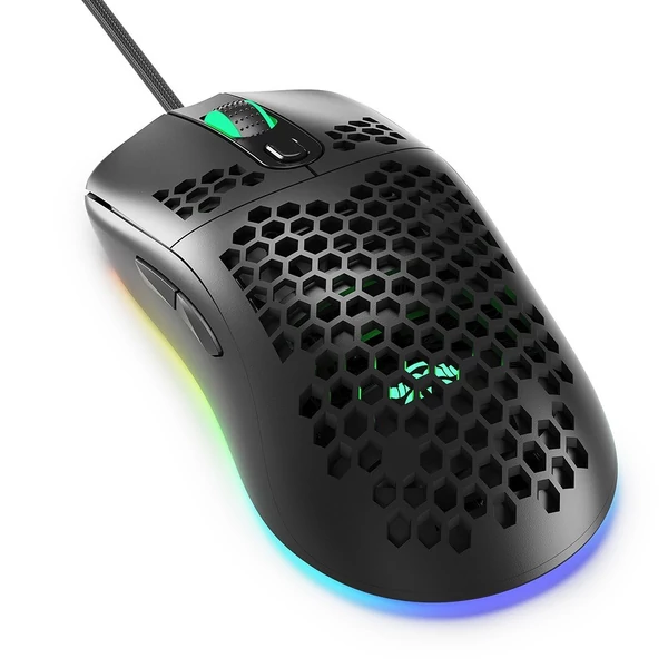 iBlancod GM01 USB Vezetékes Gamer Egér RGB Háttérvilágítással Állítható DPI Értékkel - Fekete