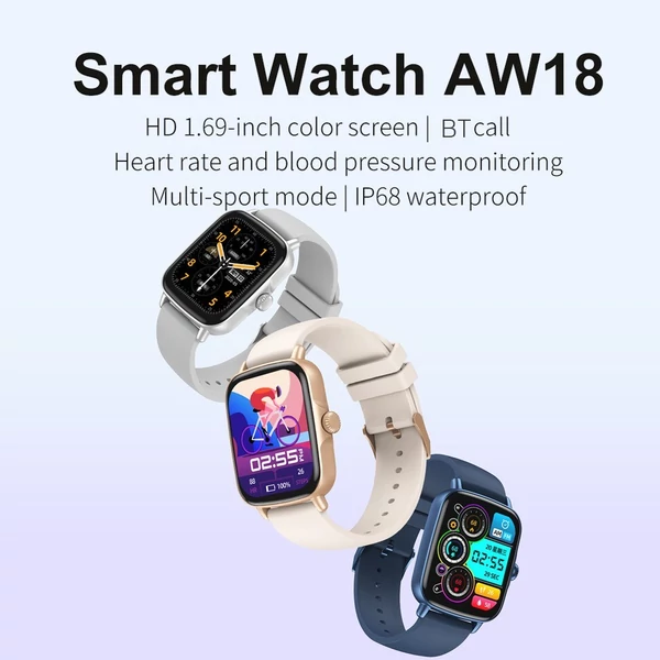 AW18 1.69-inch HD Kijelzővel Rendelkező Vezetéknélküli Okosóra - Arany