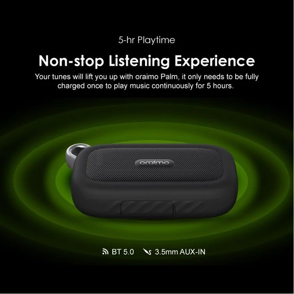 Oraimo OBS-04S PALM Mini HavyBass Vezetéknélküli IP67 Hordozható Bluetooth Hangszóró - Fekete