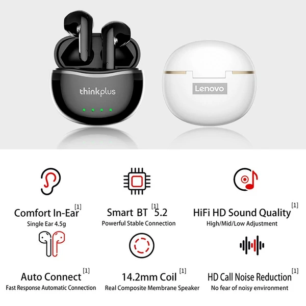 Thinkplus Music Earphone X16 BT5.2 Vezetéknélküli Bluetooth Fülhallgató Töltő Tokkal - Fekete