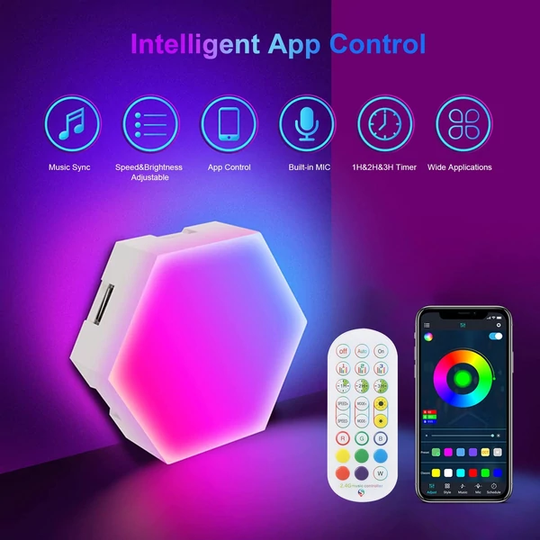 EU ECO Raktár - DC5V 6PCS BT Bluetooth Vezetéknélküli RGB Fali Lámpa - Fekete