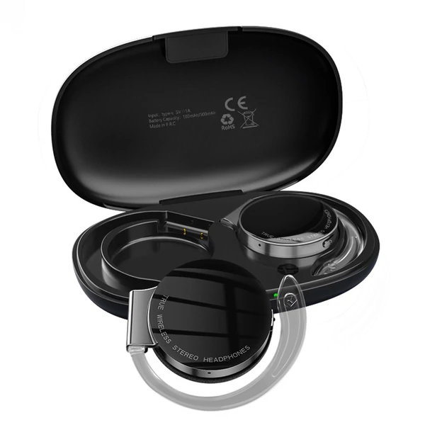 F2 True Wireless Vezetéknélküli Bluetooth BT 5.2 Sport Fülhallgató Töltő Tokkal - Fekete