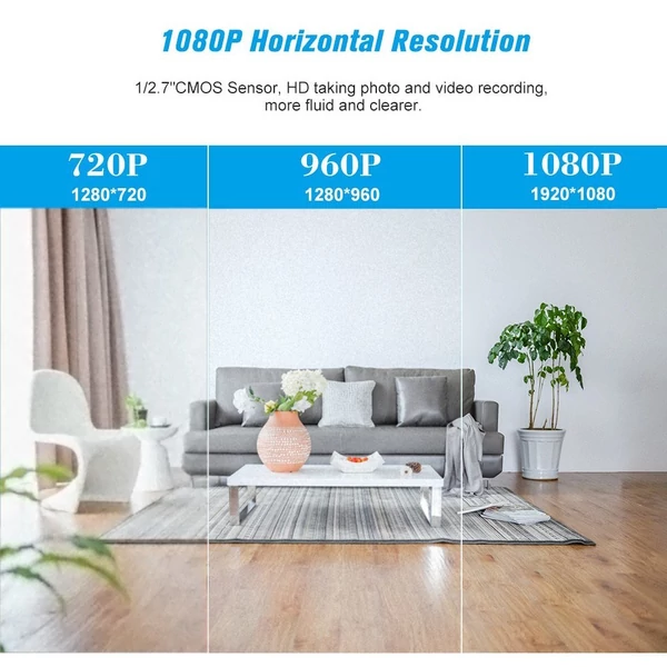 1080P otthoni beltéri biztonsági kamera 2 MP vezeték nélküli WiFi megfigyelő kamera éjjellátó mozgásérzékelővel, távelérésű, kétirányú hanggal - Fehér