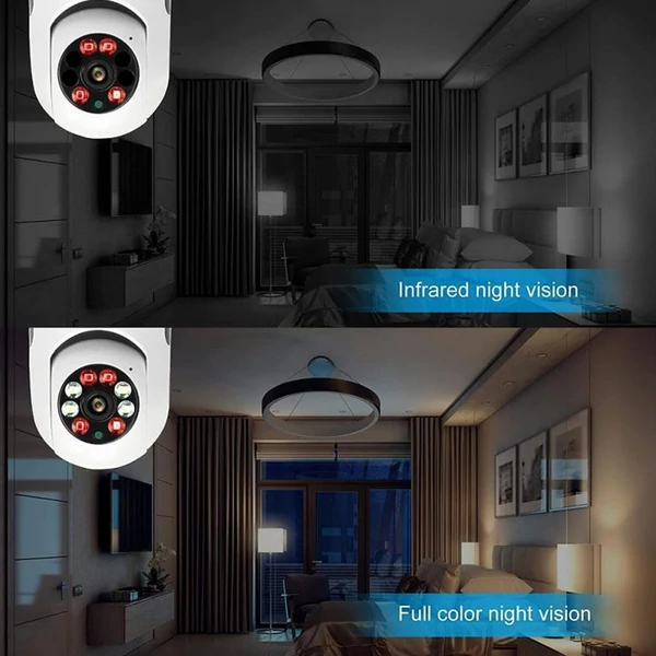 360 fokos panoráma látószögű izzókamera 1080P biztonsági kamera 2,4 GHz-es WiFi éjjellátóval, kétirányú audio intelligens mozgásérzékeléssel