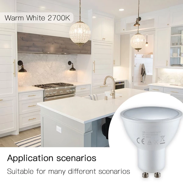 WiFi intelligens GU10 LED izzó 5W 90-265V 2800K-6200K+RGB APP távirányítóval tompítható, Alexa Google Home kompatibilis - 3 db