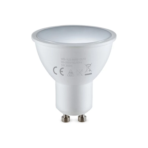 WiFi intelligens GU10 LED izzó 5W 90-265V 2800K-6200K+RGB APP távirányítóval tompítható, Alexa Google Home kompatibilis - 1 db