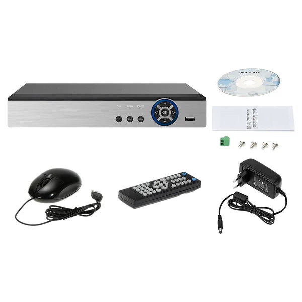 4CH 1080P Full HD hibrid AHD/ONVIF IP/analóg/TVI/CVI/ DVR CCTV digitális videórögzítő DVR P2P távoli telefonfigyelő otthoni irodai biztonsági megfigyelőrendszer készlet kamera (NO HDD)