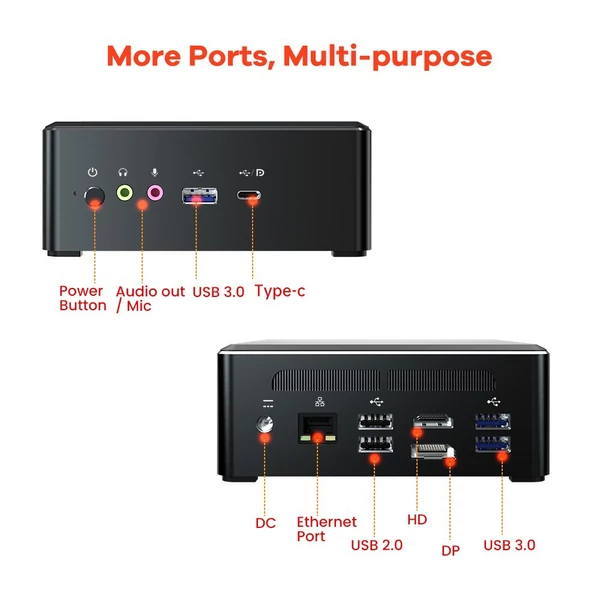 T-bao MN27 fém mini PC AMD Ryzen 7 2700U CPU-val 4 GB RAM 128 GB M.2 NVME SSD Radeon Vega 10 GPU