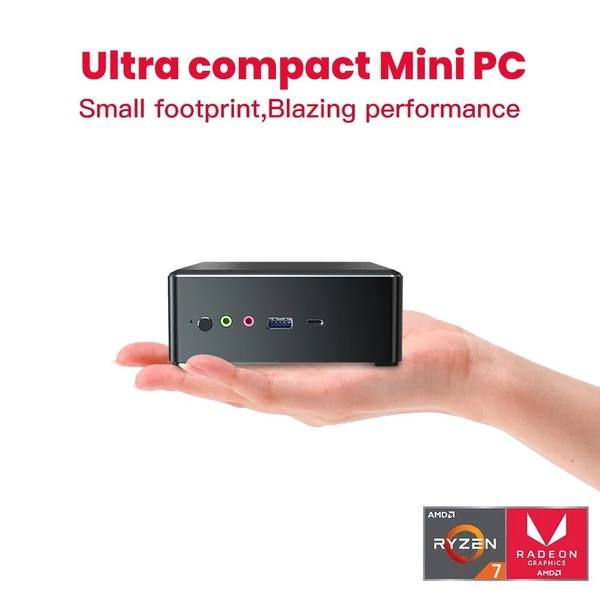 T-bao MN27 fém mini PC AMD Ryzen 7 2700U CPU-val 4 GB RAM 128 GB M.2 NVME SSD Radeon Vega 10 GPU