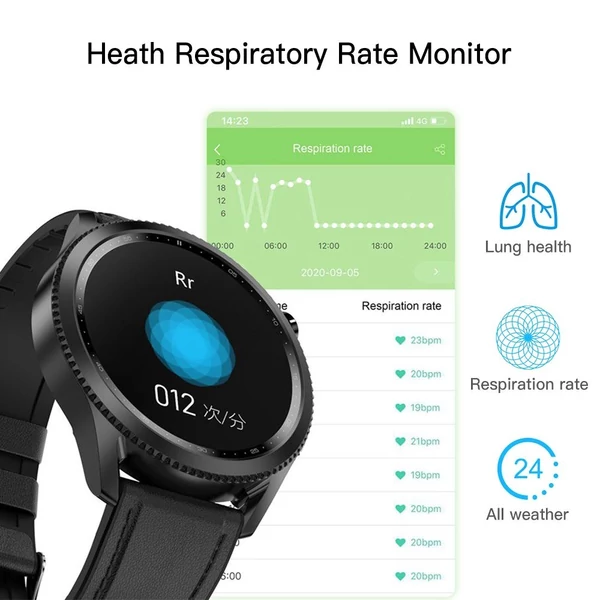 E102 okosóra pulzusszám vérnyomás EKG monitorral IP68 Vízálló - Fekete