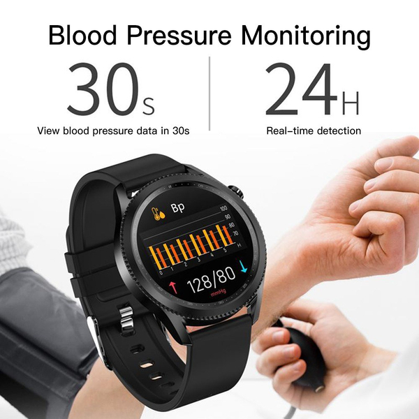 E102 okosóra pulzusszám vérnyomás EKG monitorral IP68 Vízálló - Fekete