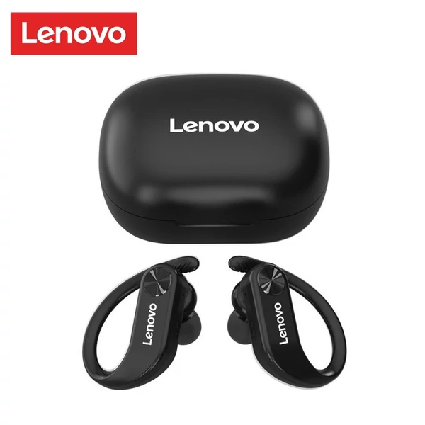 Lenovo LP7 Bluetooth 5.0 TWS fülhallgató kettős mikrofonos fülhorgos sportfülhallgató töltődoboz akkumulátor kijelző IPX5 vízálló - Fekete