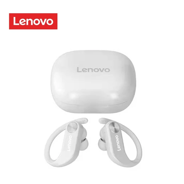 Lenovo LP7 Bluetooth 5.0 TWS fülhallgató kettős mikrofonos fülhorgos sportfülhallgató töltődoboz akkumulátor kijelző IPX5 vízálló - Fehér