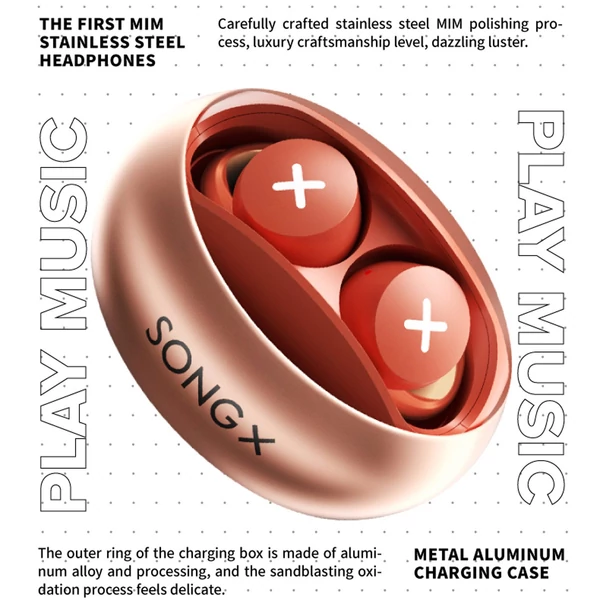 SONGX SX06 TWS vízálló BT5.0 sportfülhallgató mikrofonnal töltőtokkal Vezetéknélküli töltési funkció Érintővezérlés - Narancs