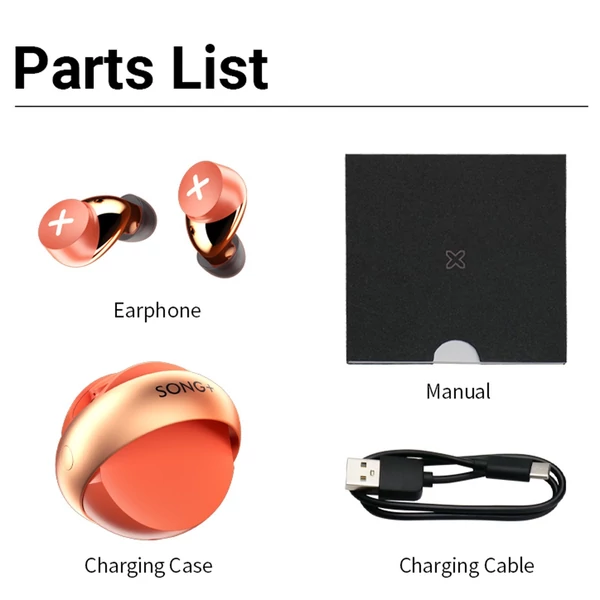 SONGX SX06 TWS vízálló BT5.0 sportfülhallgató mikrofonnal töltőtokkal Vezetéknélküli töltési funkció Érintővezérlés - Narancs