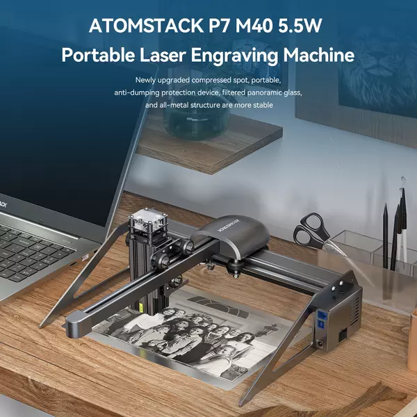 ATOMSTACK P7 40W lézergravírozó asztali barkács gravírozó vágógép