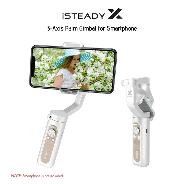 Hohem iSteady X Ultralight, 3 tengelyes tenyérkarimbal kézi stabilizátor, összecsukható kivitel, egy kattintással indítható mód - Fehér