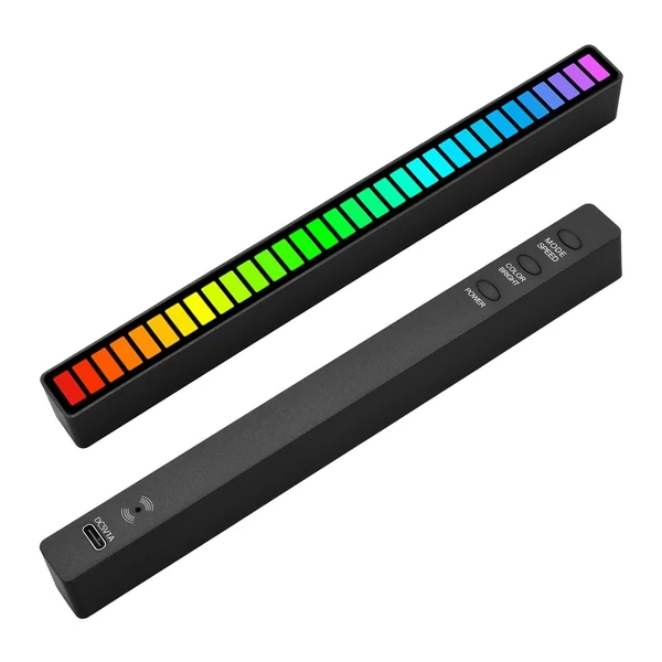 RGB hangvezérlés ritmusfények 32 LED 18 színű hangspektrum mód 5 sebességfokozat 4 fényerő TYPE-C USB - Fekete