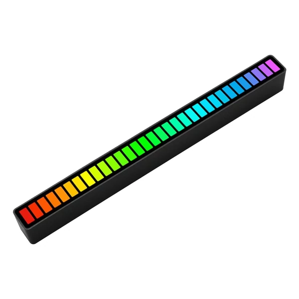 RGB hangvezérlés ritmusfények 32 LED 18 színű hangspektrum mód 5 sebességfokozat 4 fényerő TYPE-C USB - Fekete