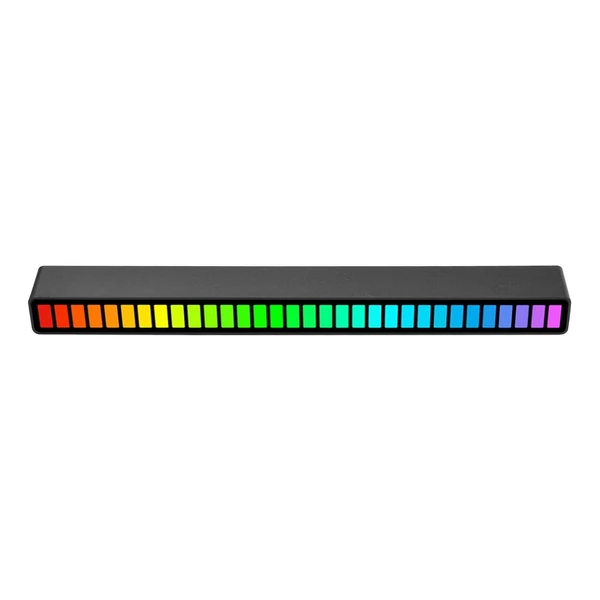 RGB hangvezérlés ritmusfények 32 LED 18 színű hangspektrum mód 5 sebességfokozat 4 fényerő TYPE-C USB - Fekete - 1 db