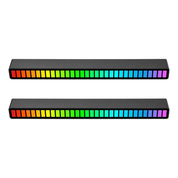 RGB hangvezérlés ritmusfények 32 LED 18 színű hangspektrum mód 5 sebességfokozat 4 fényerő TYPE-C USB - Fekete - 2 db