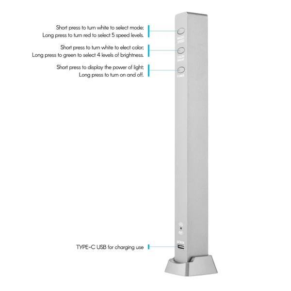 RGB hangvezérlés ritmusfények 32 LED 18 színű hangspektrum mód 5 sebességfokozat 4 fényerő TYPE-C USB - Ezüst - 1 db