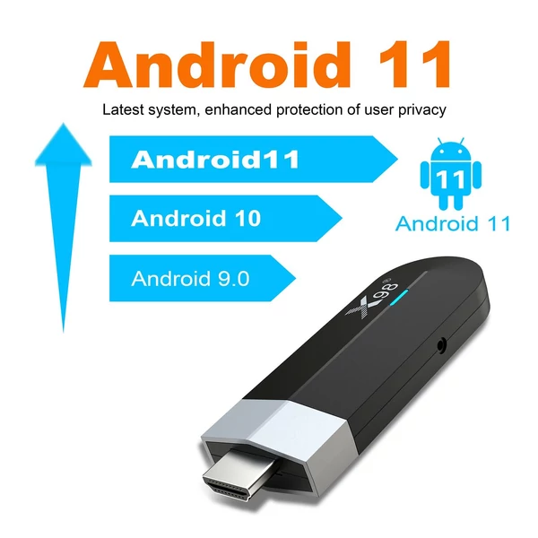 X98 S500 Android 11.0 Smart TV Stick UHD 4K médialejátszó Amlogic S905Y4 TV Dongle 2.4G/5G WiFi HDR10 H.265 VP9 dekódolás - 2GB+16GB