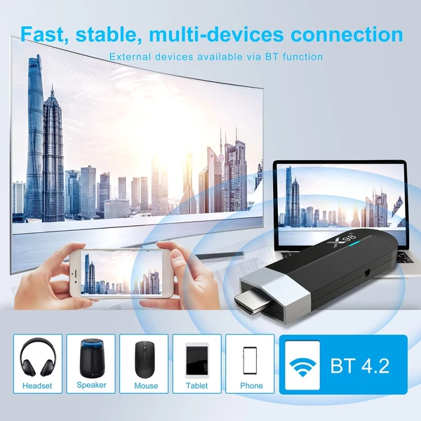 X98 S500 Android 11.0 Smart TV Stick UHD 4K médialejátszó Amlogic S905Y4 TV Dongle 2.4G/5G WiFi HDR10 H.265 VP9 dekódolás - 2GB+16GB