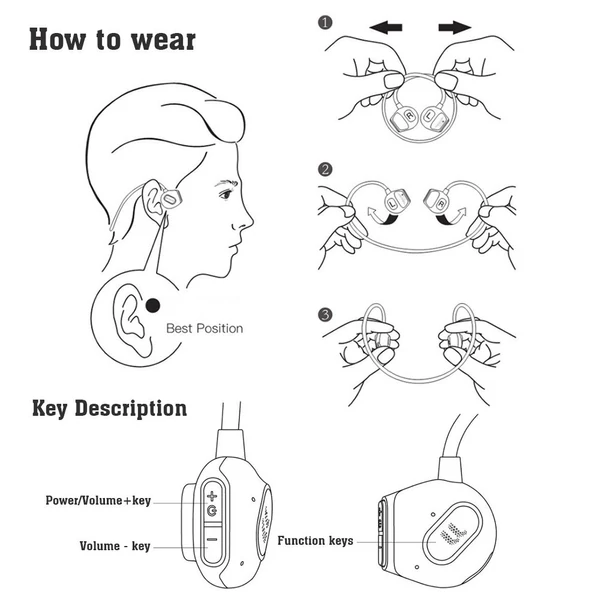 UL Me-300S vezeték nélküli fülhallgató Bone Conduction BT Music összecsukható fejhallgató - Fekete