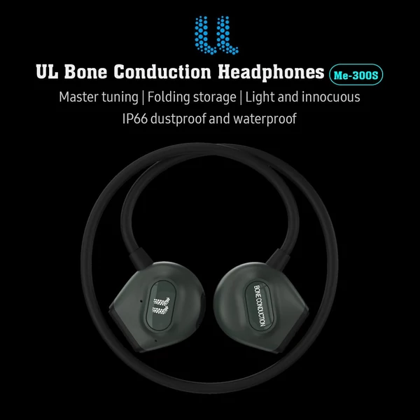 UL Me-300S vezeték nélküli fülhallgató Bone Conduction BT Music összecsukható fejhallgató - Fekete