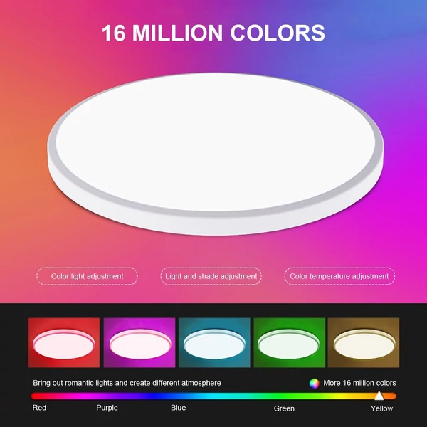 RGBCW mennyezeti lámpa teljes színű tompított APP BT távirányító Intelligens hangvezérlés hálószoba kör mennyezeti lámpa - Fehér