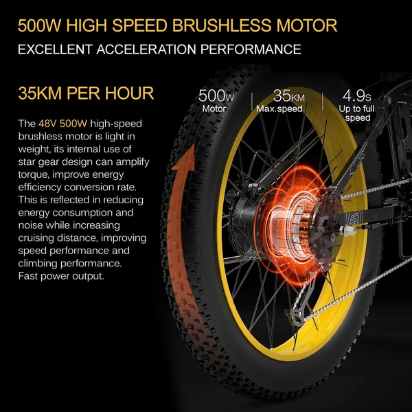 BEZIOR X500 500 W összecsukható elektromos kerékpár 26 x 4 hüvelykes Fat Tire hókerékpár