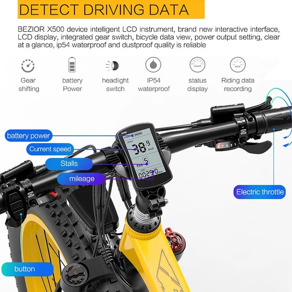 BEZIOR X500 500 W összecsukható elektromos kerékpár 26 x 4 hüvelykes Fat Tire hókerékpár