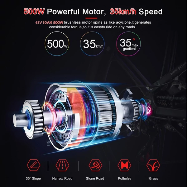 Samebike LO26-II összecsukható elektromos kerékpár 48V 500W 10AH akkumulátor Max sebesség 35km/h - Fekete