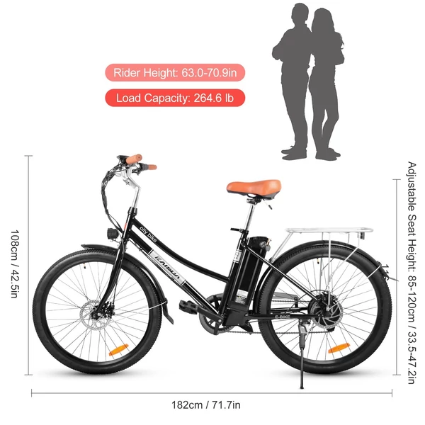 KAISDA K6P elektromos kerékpár 36V 350W 12.5AH akkumulátor végsebesség 32km/h - Fehér