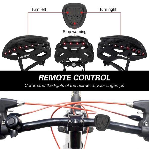 CAIRBULL intelligens kerékpáros sisak irányjelző féklámpa figyelmeztető lámpával - Fekete