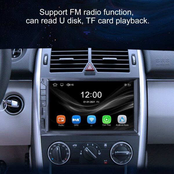 Dupla Din 7 hüvelykes autós sztereó rádió MP5 BT multimédia lejátszó FM vevő audio érintőképernyő DSP/CarPlay/Android Auto/Mirror-Link