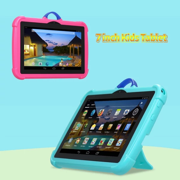 Q8 7 hüvelykes Kids Tablet IPS képernyő 1024*600 Felbontás 2GB+16GB Android 6.0 támogatás WiFi/BT - Kék