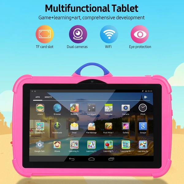 Q8 7 hüvelykes Kids Tablet IPS képernyő 1024*600 Felbontás 2GB+16GB Android 6.0 támogatás WiFi/BT - Piros