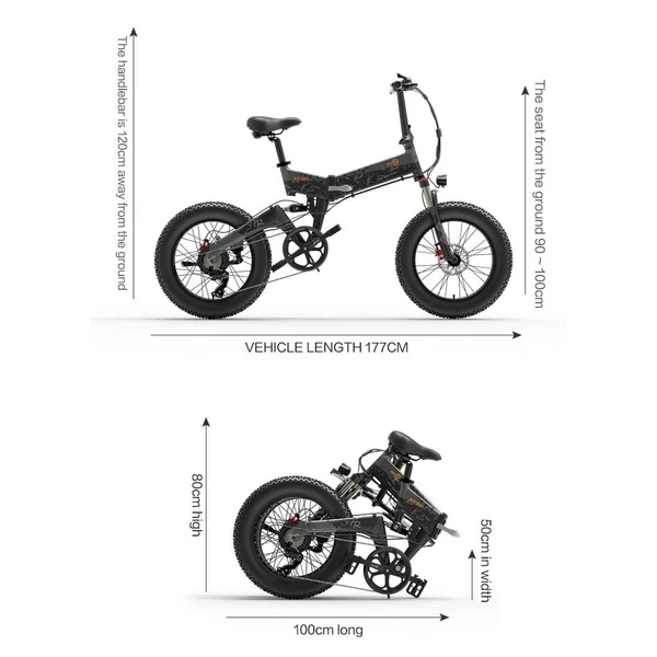 BEZIOR XF200 20'' kerekű összecsukható elektromos motoros szán hordozható e-bike moped kerékpár - Szürke